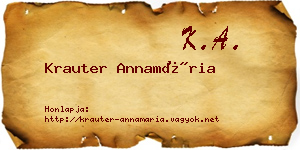 Krauter Annamária névjegykártya